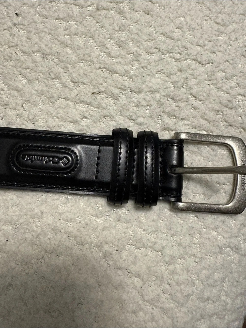 Columbia Black Leather Belt with Silver Buckle